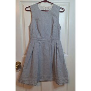 Gap Blue White Seersucker Striped A Line Mini Dress Sleeveless Nautical Size 2